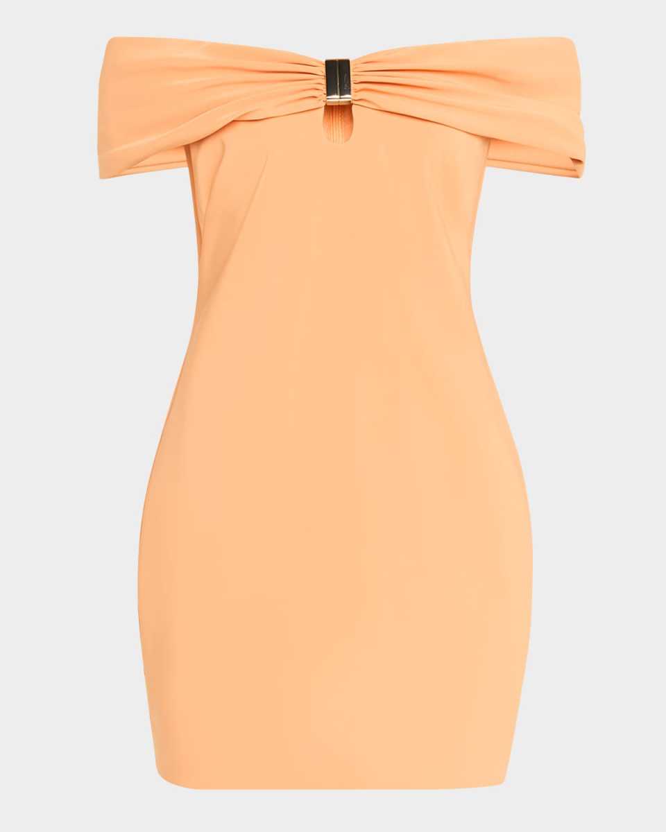 Ariana Off-Shoulder Cutout Crepe Mini Dress